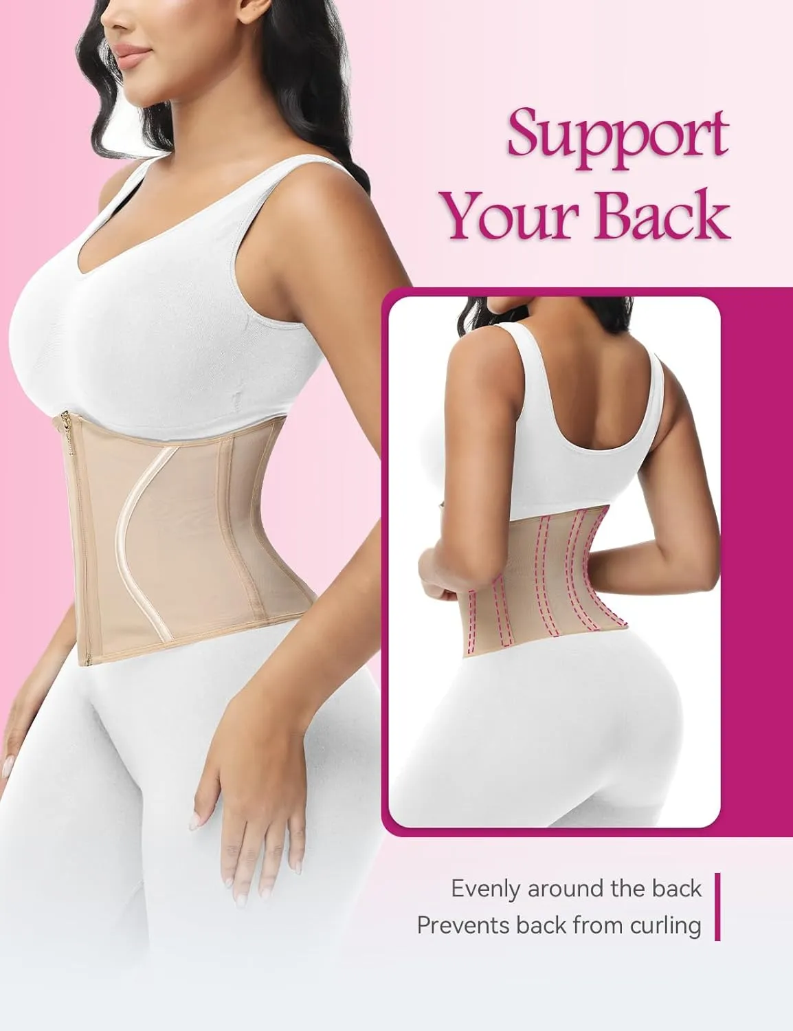 SHAPSHE Short Torso Waist Trainer for Women Corset Waist Cincher Shapewear Tummy Control Workout Hourglass Body Shaper