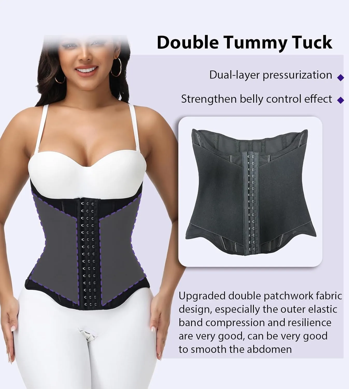 SHAPSHE Waist Trainer for Women Tummy Control Workout Corset Waist Cincher Shapewear Sports Girdle Body Shaper with Hook