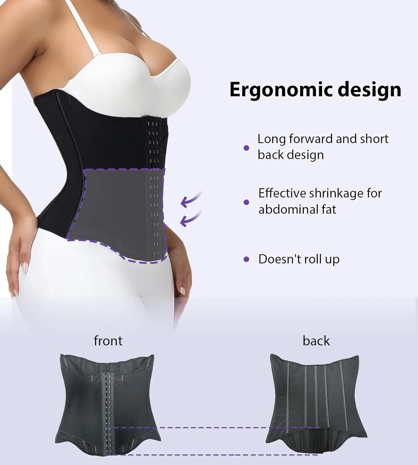SHAPSHE Waist Trainer for Women Tummy Control Workout Corset Waist Cincher Shapewear Sports Girdle Body Shaper with Hook
