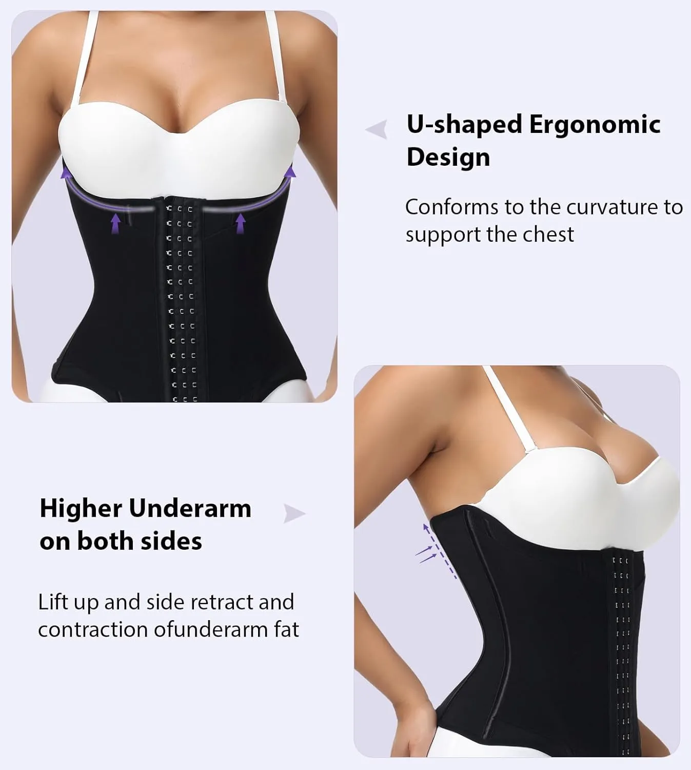 SHAPSHE Waist Trainer for Women Tummy Control Workout Corset Waist Cincher Shapewear Sports Girdle Body Shaper with Hook