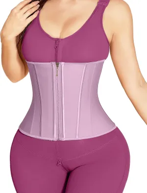 SHAPSHE Waist Trainer for Women, Workout Sports Girdle with Zipper, Body Shaper for Tummy Control Black