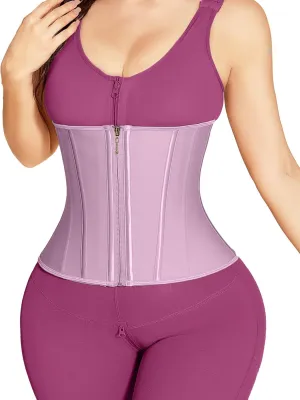 SHAPSHE Waist Trainer for Women, Workout Sports Girdle with Zipper, Body Shaper for Tummy Control Pink