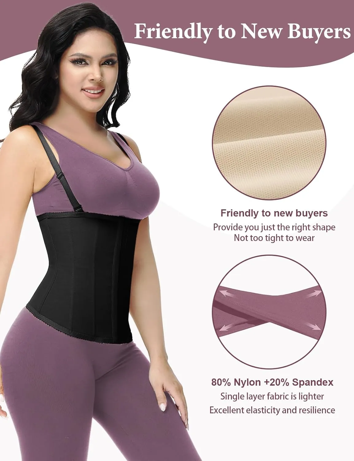 SHAPSHE Waist Trainer for Women Workout Vest Waist Cincher Corset Shapewear Postpartum Tummy Control Body Shaper Daily Wear