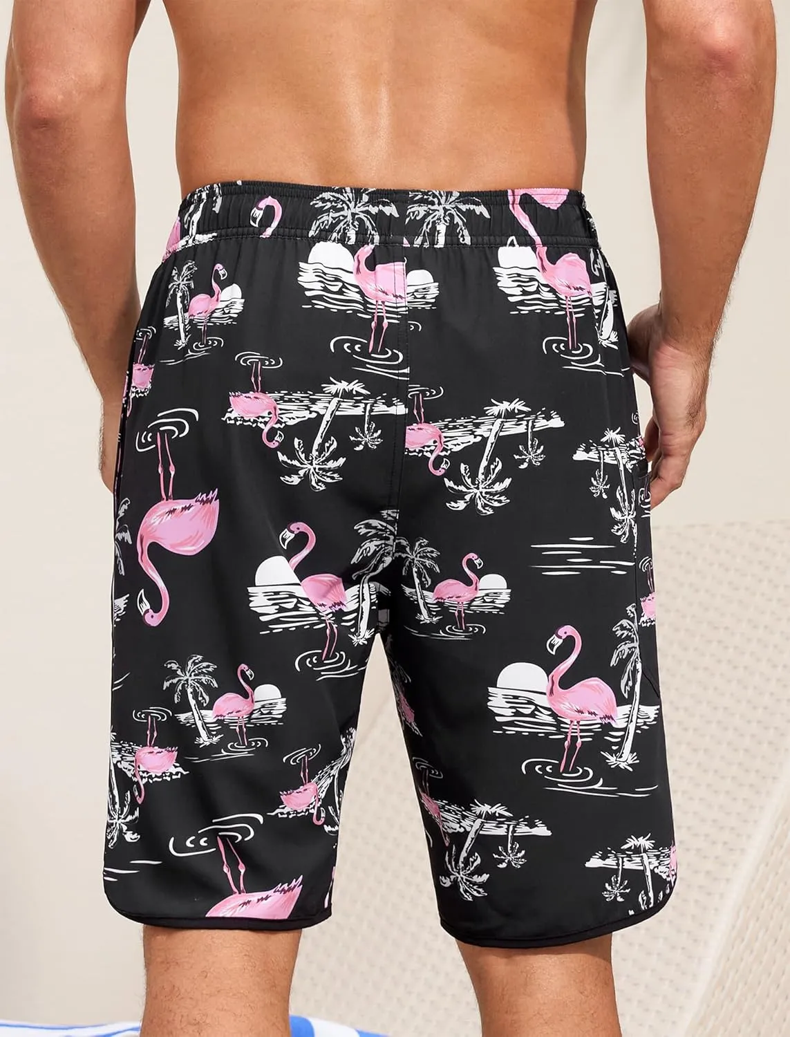 SILKWORLD Mens Swim Trunks with Compression Liner 9 Inch Long Bathing Suit 2 in 1 Beach Quick Dry Shorts with Pockets