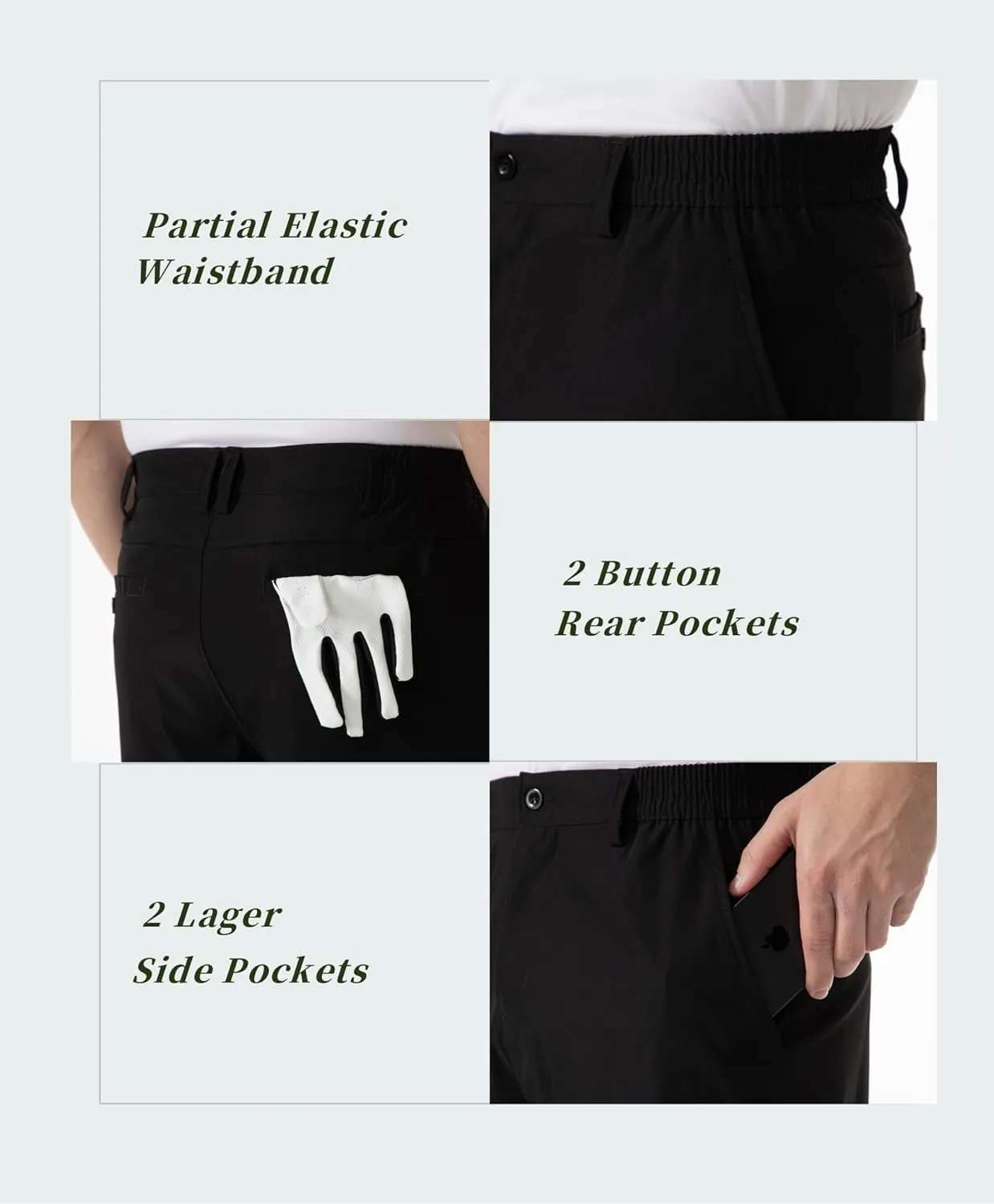SIX ISLANDS Men's Golf Hybrid Shorts 9 Inch Inseam with Pockets Quick Dry Stretch Flat Front Casual Work Dress Shorts for Men