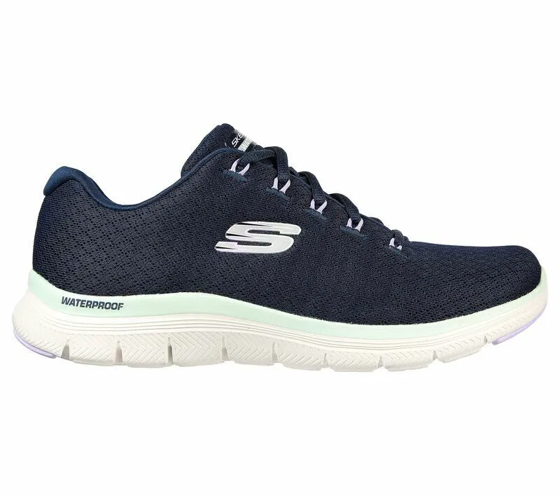 Skechers Ladies Flex Appeal 4.0 Coated Fidelity Navy/Aqua Shoes 149298/NVAQ