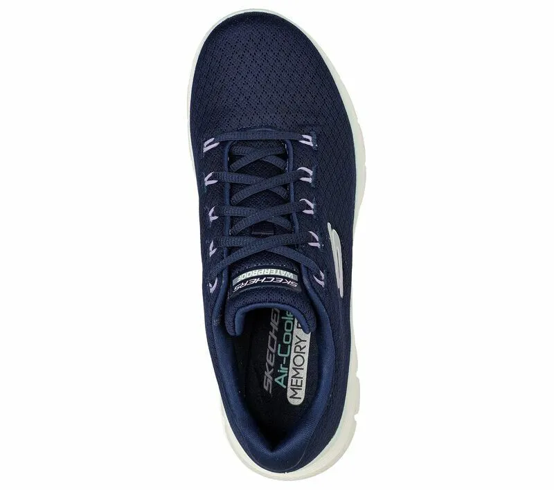 Skechers Ladies Flex Appeal 4.0 Coated Fidelity Navy/Aqua Shoes 149298/NVAQ