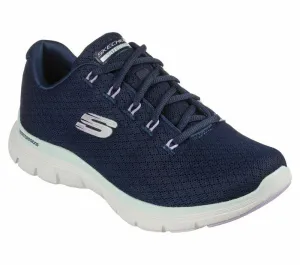 Skechers Ladies Flex Appeal 4.0 Coated Fidelity Navy/Aqua Shoes 149298/NVAQ