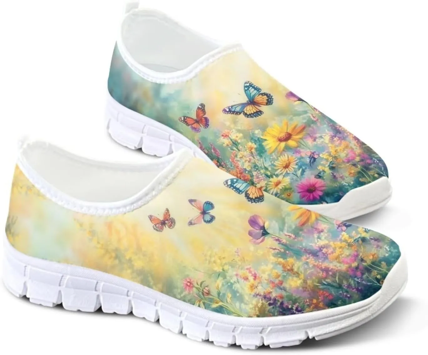 Slip On Walking Shoes for Women Knit Mesh Casual Shoes Non Slip Size 5-10.5