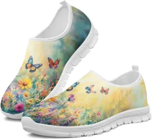 Slip On Walking Shoes for Women Knit Mesh Casual Shoes Non Slip Size 5-10.5
