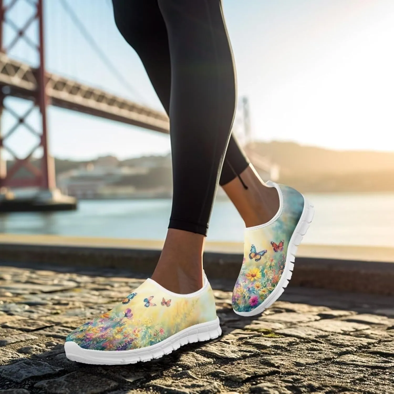 Slip On Walking Shoes for Women Knit Mesh Casual Shoes Non Slip Size 5-10.5