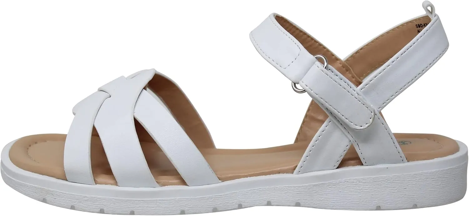 SOBEYO Girls Strappy Open Toe Flatform Slip On Cute Ankle Strap Summer Flat Sandals