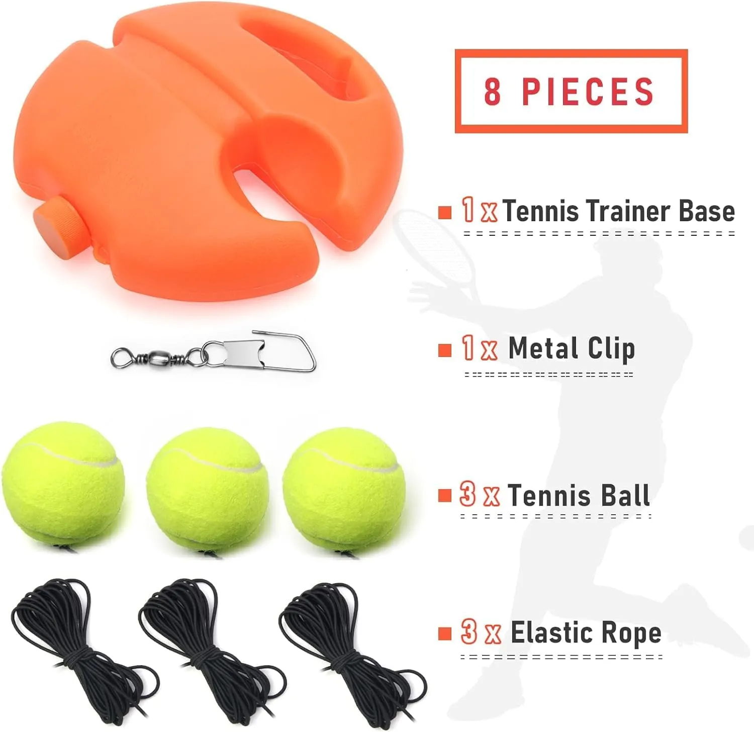 Solo Tennis Trainer Rebound Ball with String, Portable Tennis Practice Device Tennis Training Tool with 3 Tennis Balls and Elastic Strings for Self-Practice, Beginners, Adults