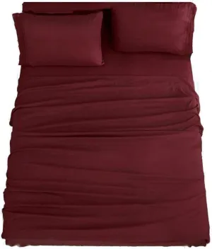 SONORO KATE Bed Sheet Set Super Soft Microfiber 1800 Thread Count Luxury Egyptian Sheets 16-Inch Deep Pocket，Wrinkle and Hypoallergenic-4 Piece (Burgundy, Queen)