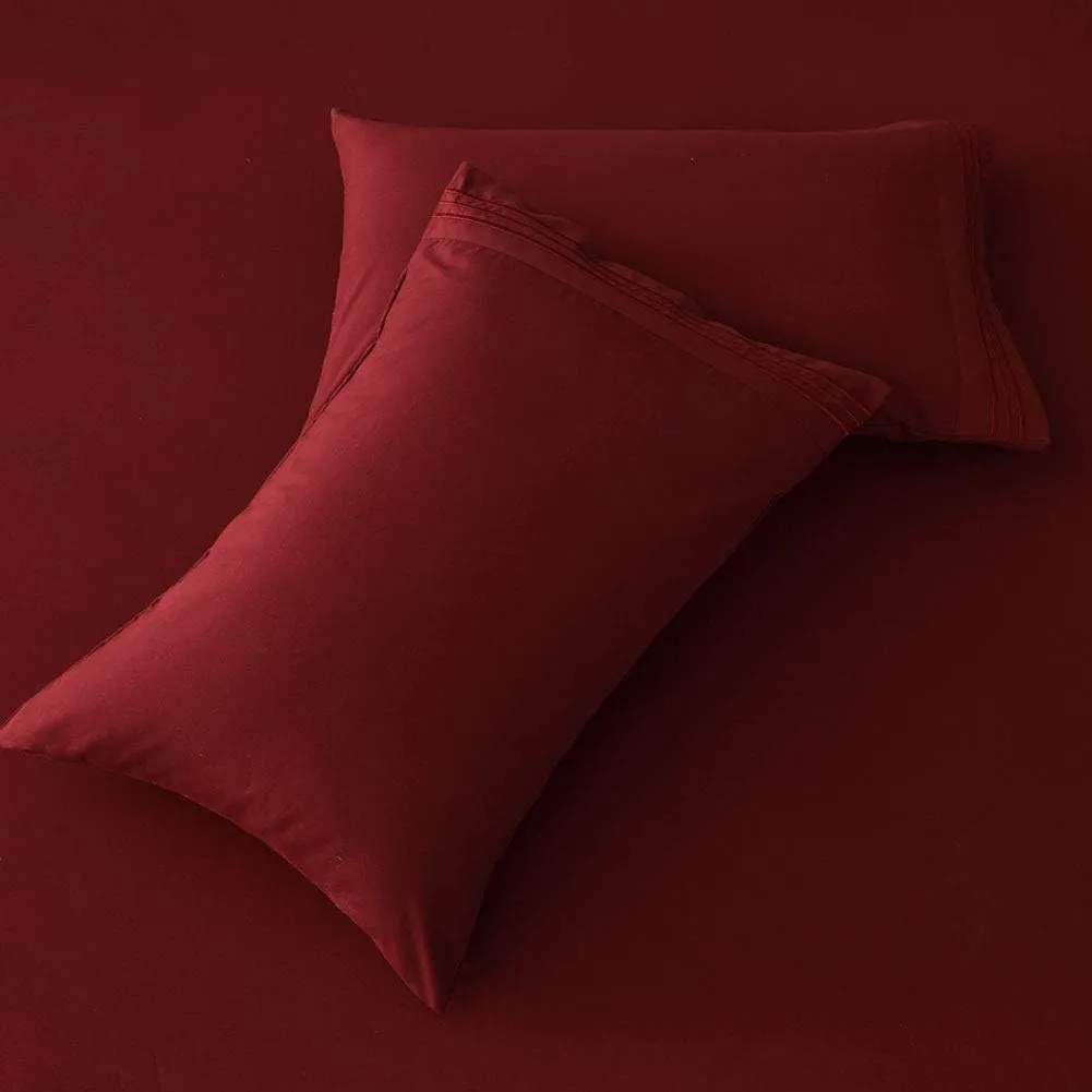 SONORO KATE Bed Sheet Set Super Soft Microfiber 1800 Thread Count Luxury Egyptian Sheets 16-Inch Deep Pocket，Wrinkle and Hypoallergenic-4 Piece (Burgundy, Queen)