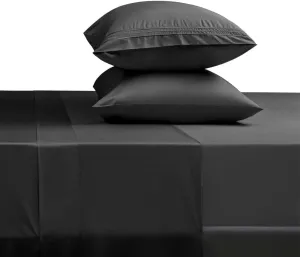 SONORO KATE Bed Sheet Set Super Soft Microfiber 1800 Thread Count Luxury Egyptian Sheets 18-Inch Deep Pocket Wrinkle and Hypoallergenic-4 Piece(Queen Black)