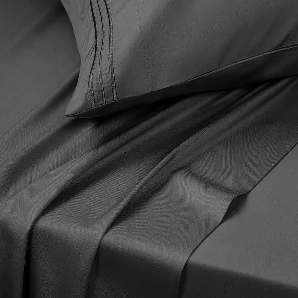 SONORO KATE Bed Sheet Set Super Soft Microfiber 1800 Thread Count Luxury Egyptian Sheets 18-Inch Deep Pocket Wrinkle and Hypoallergenic-4 Piece(Queen Black)