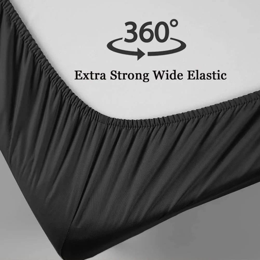 SONORO KATE Bed Sheet Set Super Soft Microfiber 1800 Thread Count Luxury Egyptian Sheets 18-Inch Deep Pocket Wrinkle and Hypoallergenic-4 Piece(Queen Black)