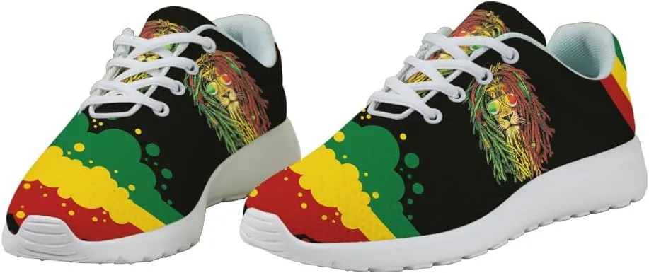 Sonzj-II Mens Rasta Reggae Shoes Womens Running Shoes Non Slip Fashion Walking Sneakers