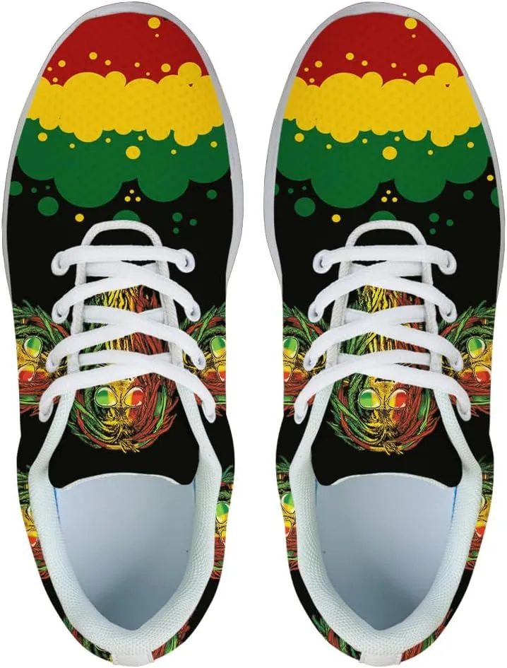 Sonzj-II Mens Rasta Reggae Shoes Womens Running Shoes Non Slip Fashion Walking Sneakers