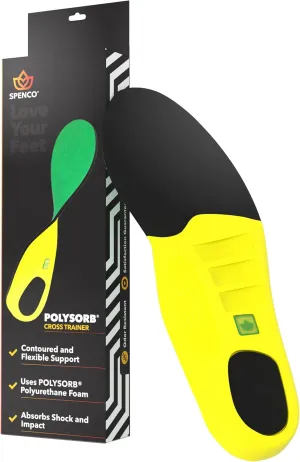 Spenco Insoles Polysorb Cross Trainer - Lightweight, Full-Foot Inserts with Heel-to-Toe Cushioning, Support, & Odor Control, All-Day Comfort & Stability - Ideal for Runners, Walkers, Athletes