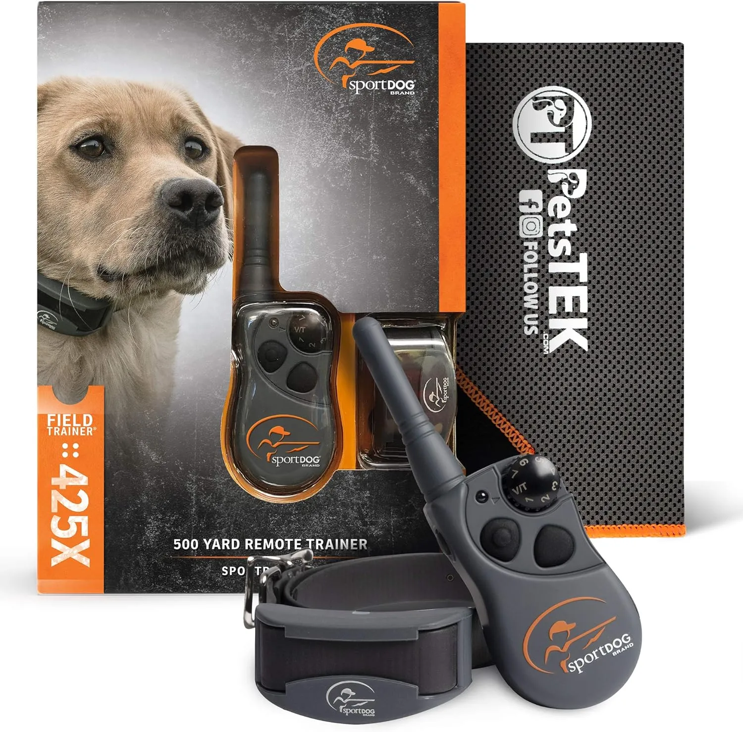 SportDOG SD-425X Electric Training Dog Shock Collar with Remote for Small, Medium, and Large Dogs - 500 Yard Range, Vibration, Tone, Up to 21 Stimulation Levels, Waterproof, Rechargeable E-Collar