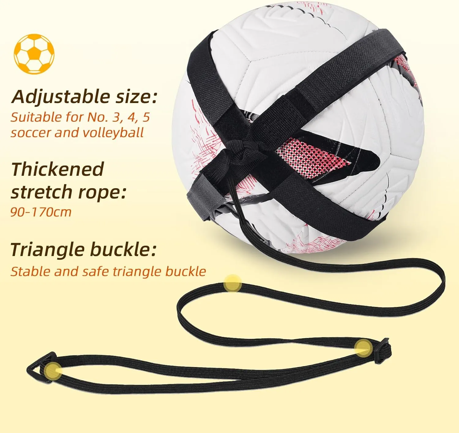 Sportout Volleyball/Soccer Training Equipment, Solo Trainer, Adjustable Waist Belt for Kids & Adults