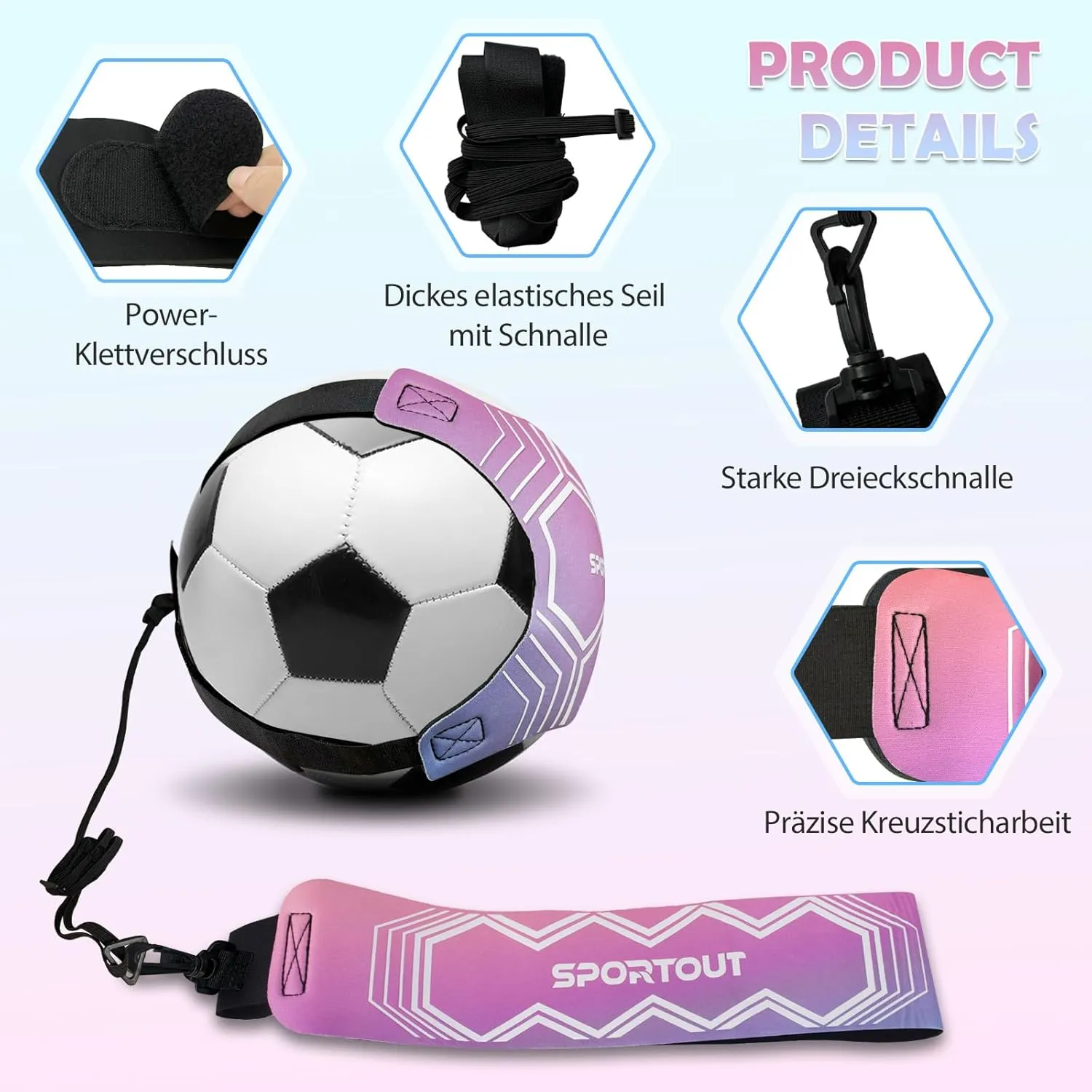 Sportout Volleyball/Soccer Training Equipment, Solo Trainer, Adjustable Waist Belt for Kids & Adults
