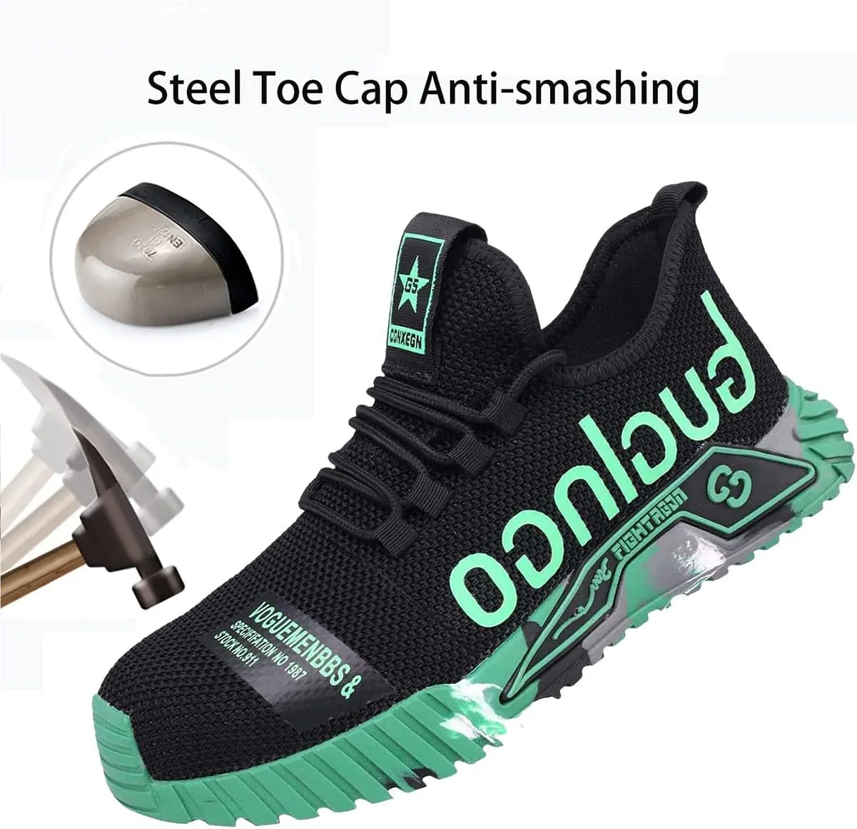 Steel Toe Shoes for Men's Indestructible Work Shoes,Mens Work Safety Outdoor Protection Footwear Industrial and Construction,