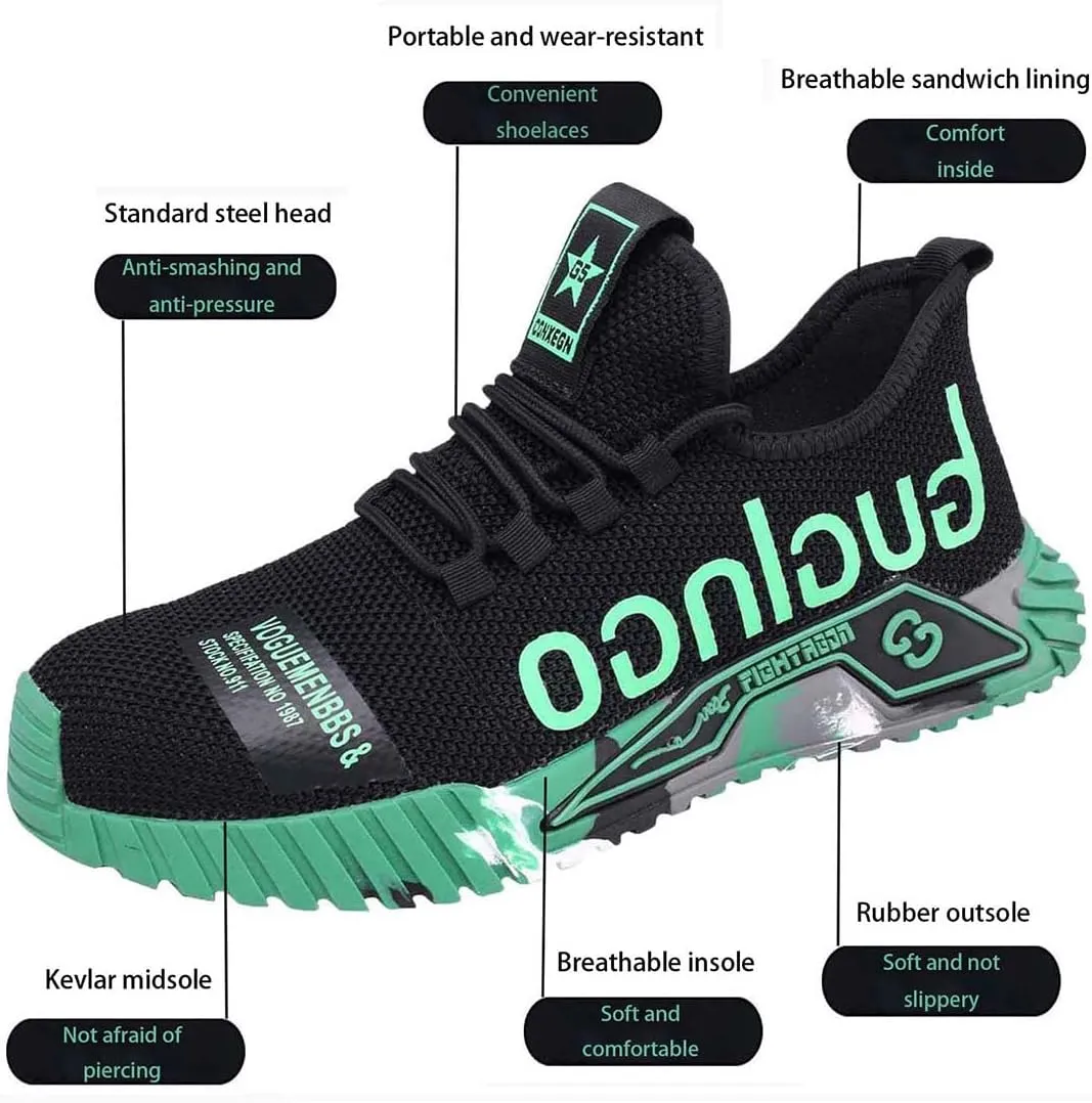 Steel Toe Shoes for Men's Indestructible Work Shoes,Mens Work Safety Outdoor Protection Footwear Industrial and Construction,