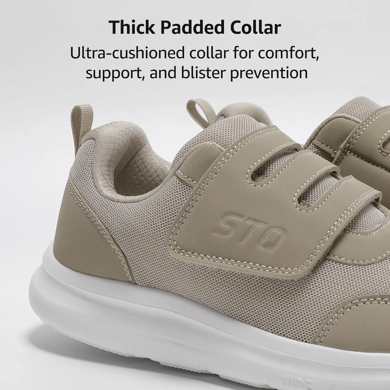 STQ Wide Toe Box Shoes Wome, Hook and Loop Orthopedic Walking Shoe for Seniors, Bunions, Plantar Fasciitis, Hammertoes, Swollen Feet