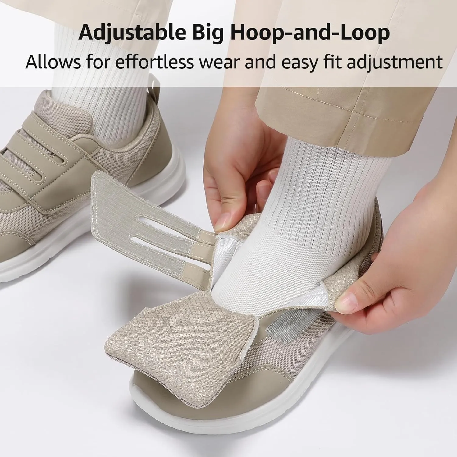 STQ Wide Toe Box Shoes Wome, Hook and Loop Orthopedic Walking Shoe for Seniors, Bunions, Plantar Fasciitis, Hammertoes, Swollen Feet