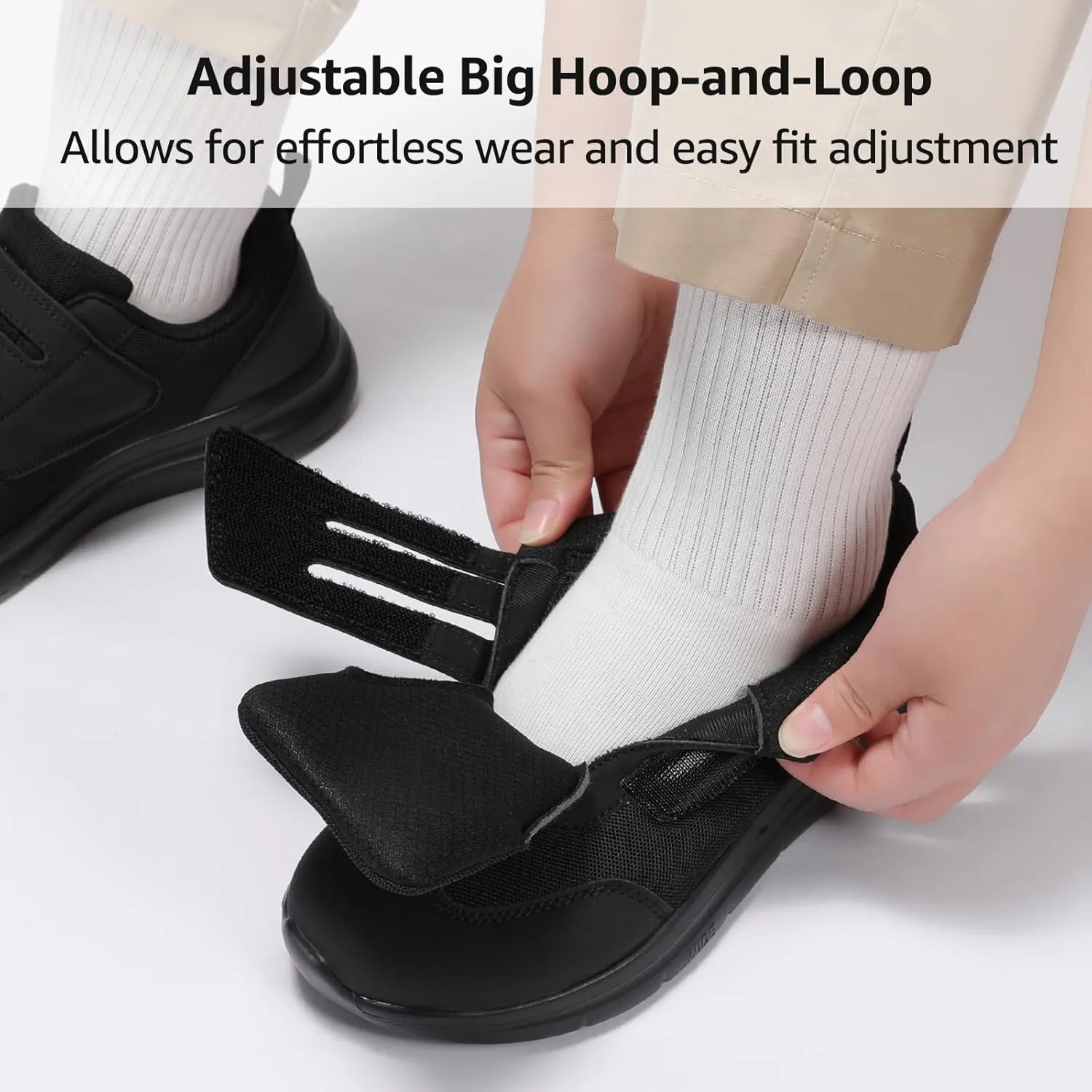 STQ Wide Toe Box Shoes Wome, Hook and Loop Orthopedic Walking Shoe for Seniors, Bunions, Plantar Fasciitis, Hammertoes, Swollen Feet