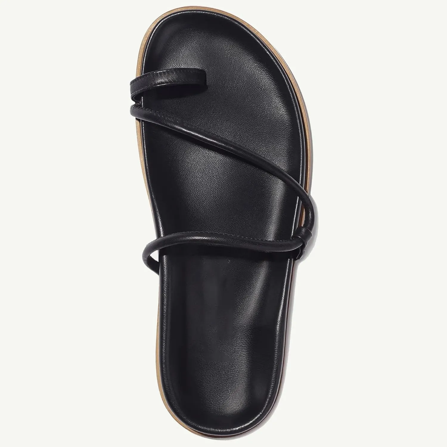 Strappy Flat Sandals for Women Toe Loop Soft Cushioned Footbed Open Toe Slip-on Slide Sandals Comfortable Summer Daily Shoes