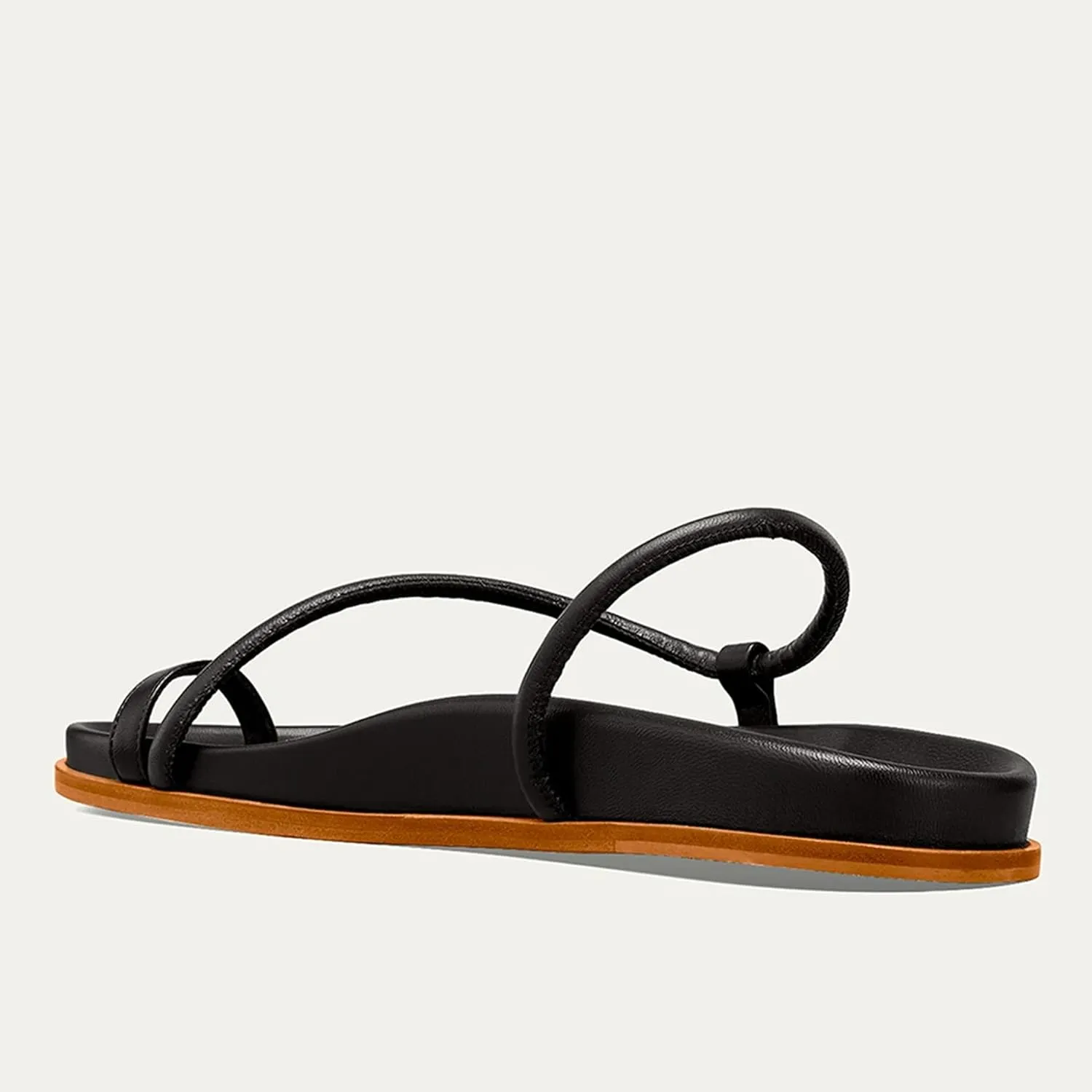 Strappy Flat Sandals for Women Toe Loop Soft Cushioned Footbed Open Toe Slip-on Slide Sandals Comfortable Summer Daily Shoes