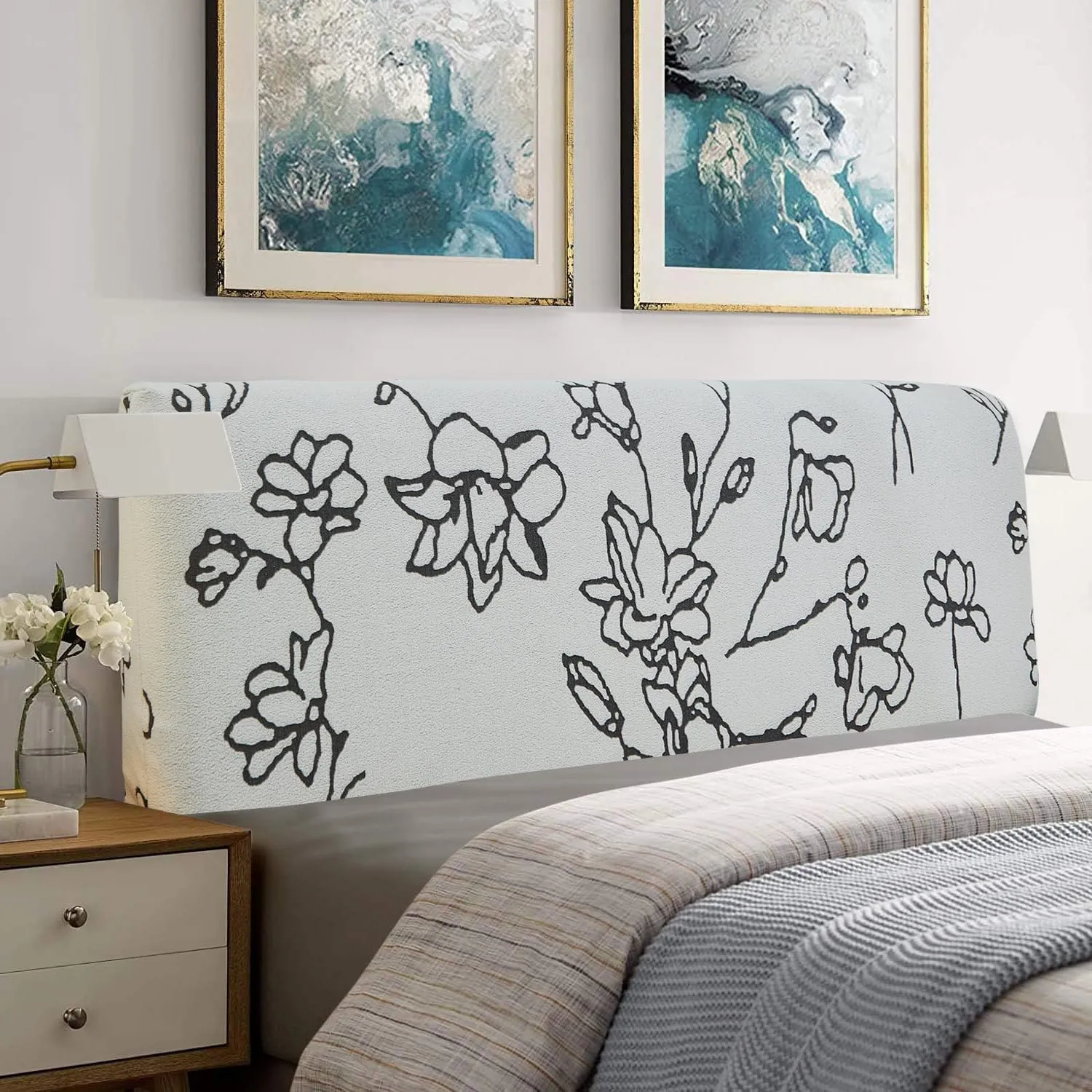 Stretch Bed Headboard Covers, Headboard Covers for Full Queen California King,Velvet All-Inclusive Elastic Headboard Protection Cover