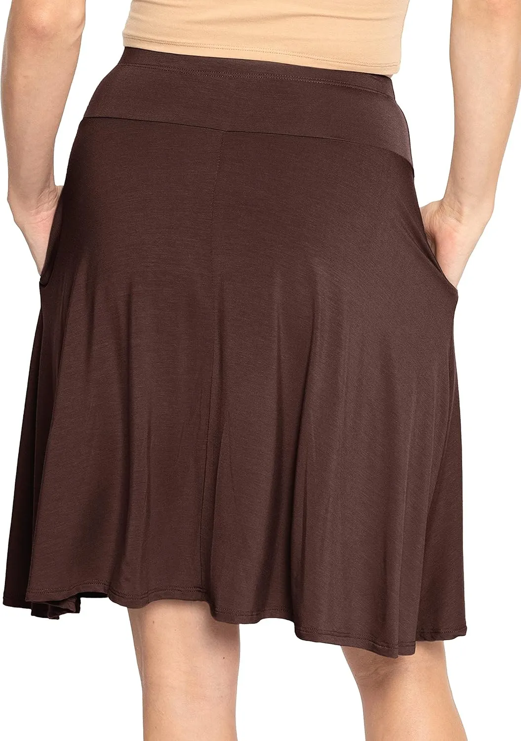 STRETCH IS COMFORT Women's and Plus Knee Length and MIDI A-Line Skirt w/Pockets