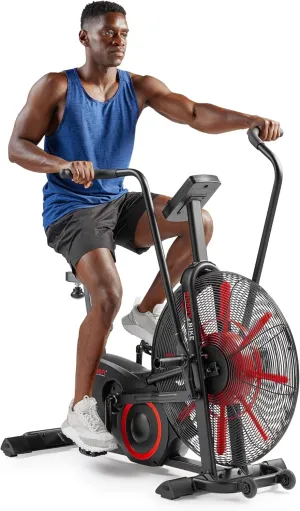 Sunny Health & Fitness Smart Customizable Air Bike Trainer, 330LB Capacity for Leg/Arm Cardio Workout, Fan Cycling Cardio Exerciser for Home Training, Free SunnyFit App Bluetooth Link - SF-B223018