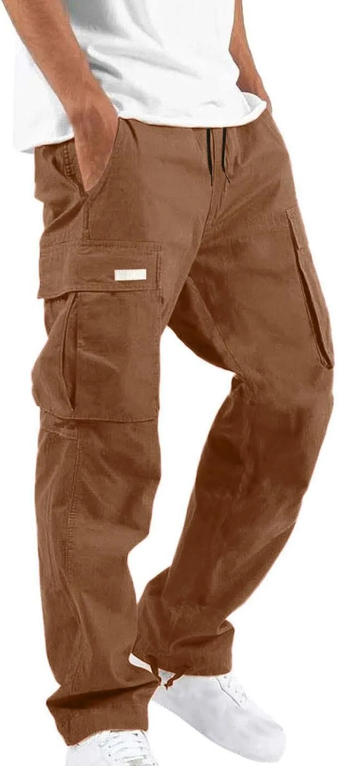 Sweatpants for Men Casual Relaxed Sweat Pants Elastic Waist Baggy Trousers Athletic Cotton Sweatpants with Pockets