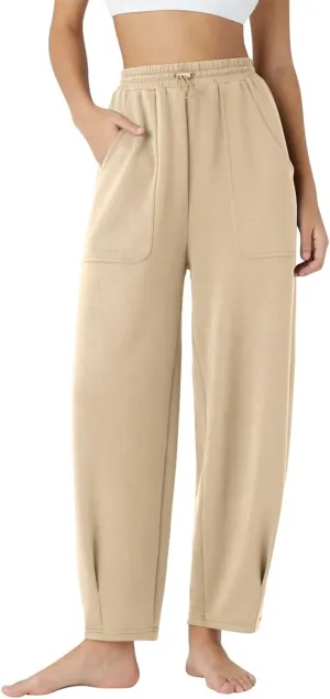 Sweatpants Women Baggy Elastic High Waisted Lounge Pants Loose Casual Stretchy Straight Leg Harem Pants with Pockets