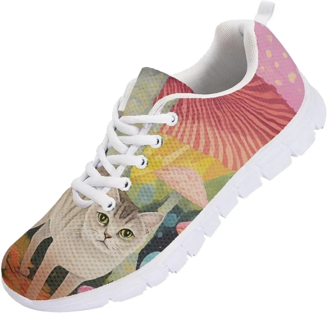 SYtrade Running Shoes Women Print Slip On Sneakers for Woman Tennis Shoes White Sole