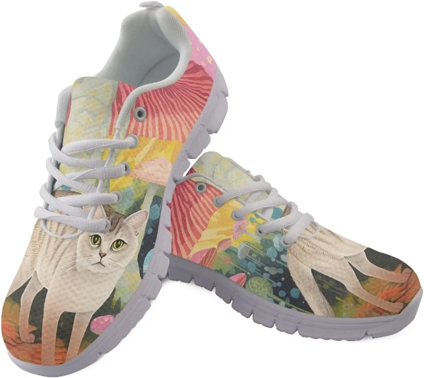 SYtrade Running Shoes Women Print Slip On Sneakers for Woman Tennis Shoes White Sole