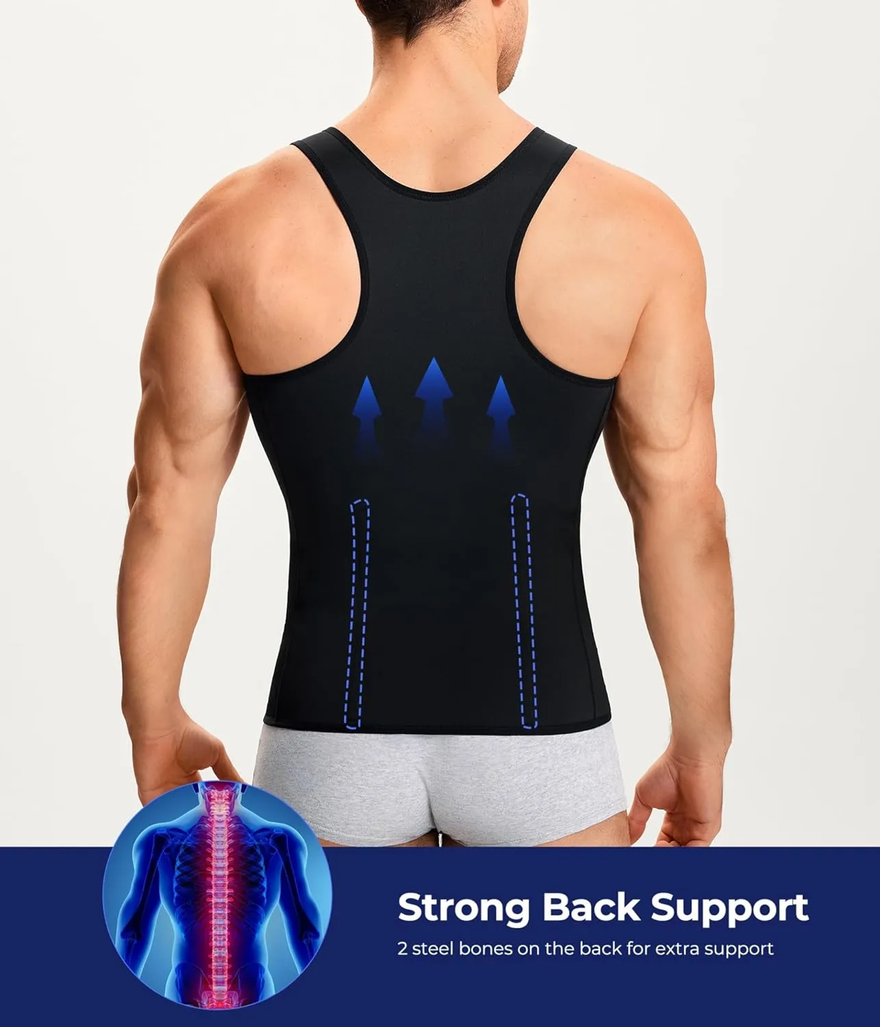 TAILONG Men Compression Shirt for Body Slimming Tank Top Shaper Tight Undershirt Tummy Control Girdle
