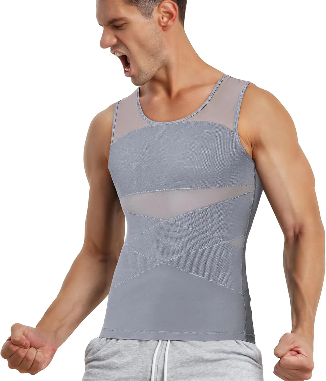 TAILONG Men's Compression Shirt for Body Shaper Slimming Vest Tight Tummy Underwear Tank Top
