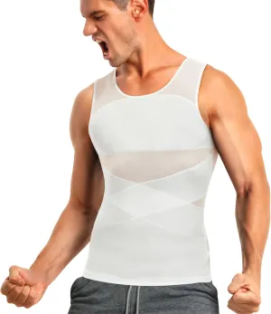 TAILONG Men's Compression Shirt for Body Shaper Slimming Vest Tight Tummy Underwear Tank Top