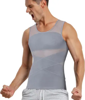 TAILONG Men's Compression Shirt for Body Shaper Slimming Vest Tight Tummy Underwear Tank Top
