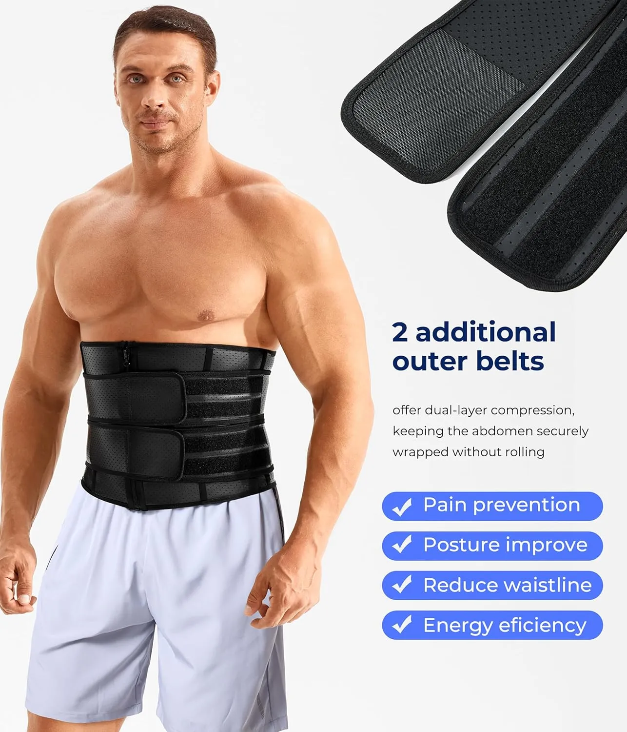 TAILONG Waist Trainer for Men - Sweat Band Trimmer Belt Fajas Para Hombres Stomach Wrap Workout Body Shaper