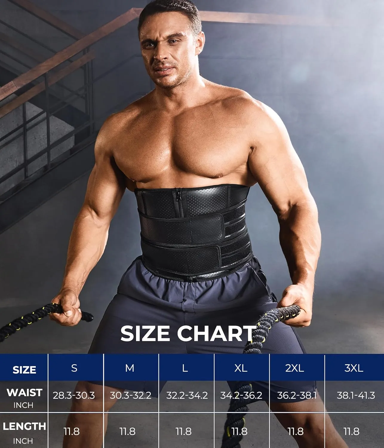 TAILONG Waist Trainer for Men - Sweat Band Trimmer Belt Fajas Para Hombres Stomach Wrap Workout Body Shaper