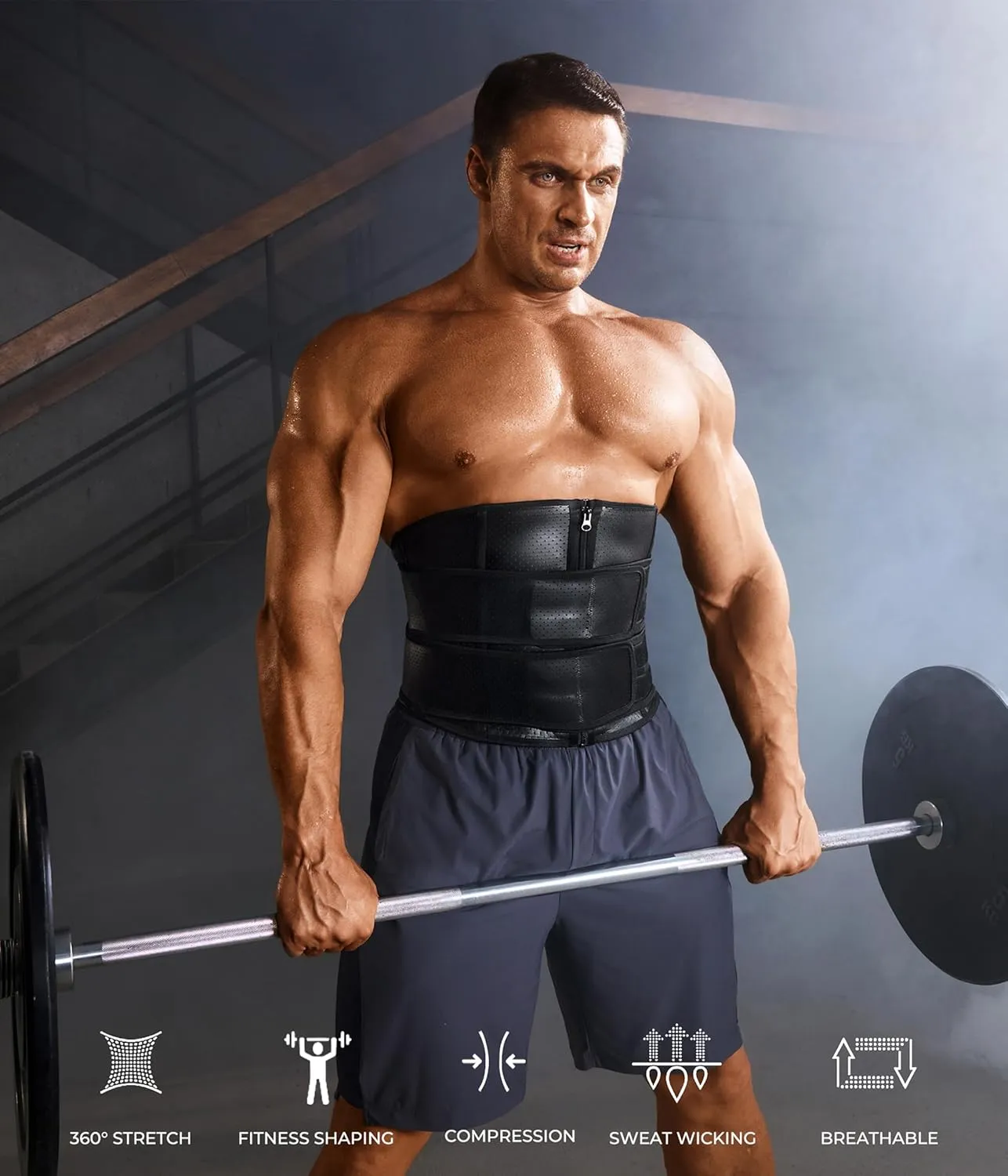 TAILONG Waist Trainer for Men - Sweat Band Trimmer Belt Fajas Para Hombres Stomach Wrap Workout Body Shaper