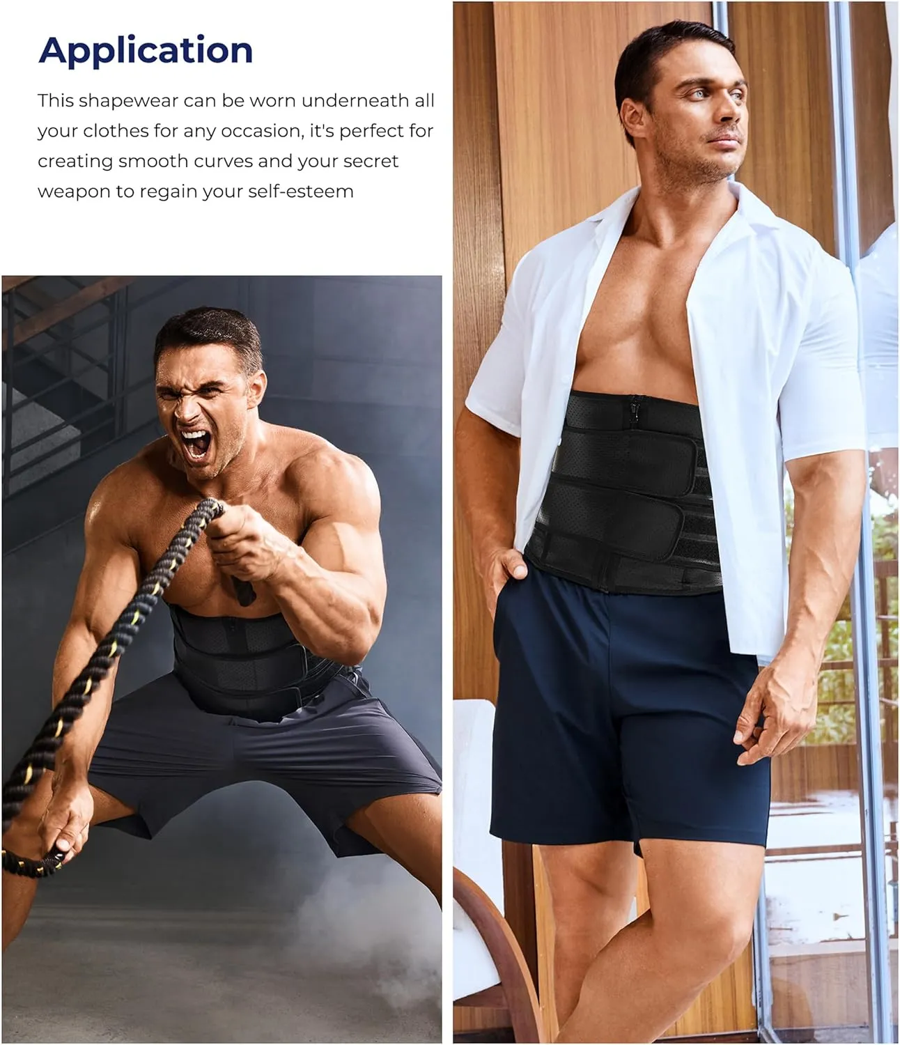 TAILONG Waist Trainer for Men - Sweat Band Trimmer Belt Fajas Para Hombres Stomach Wrap Workout Body Shaper